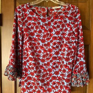 Blouse, sz M, ruffle 3/4 sleeve